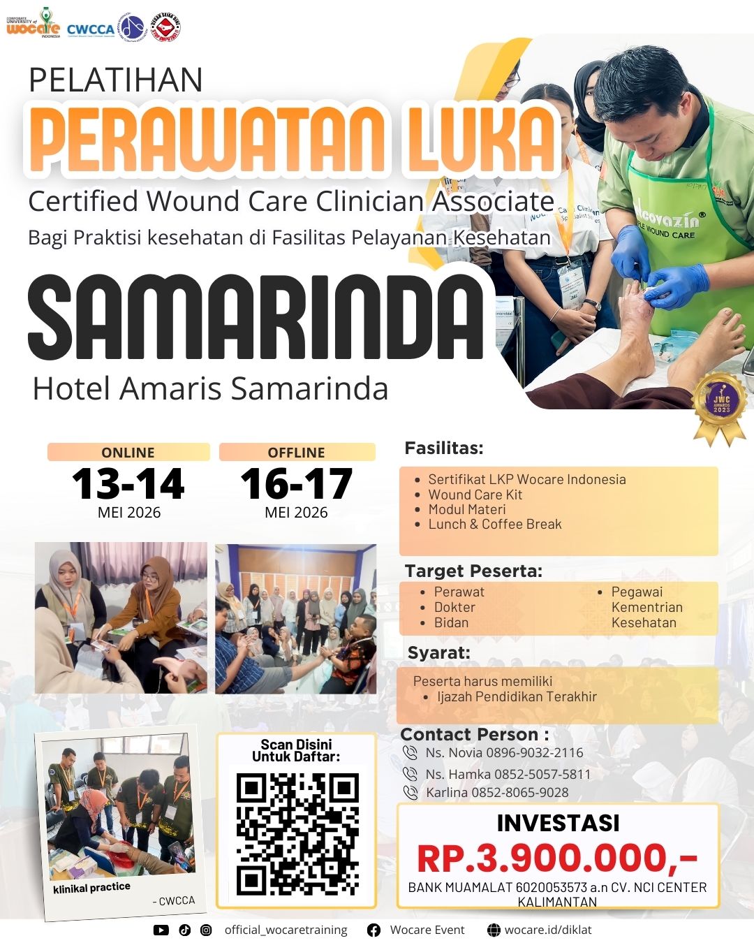 PELATIHAN PERAWATAN LUKA MODERN (CWCCA) SAMARINDA MEI 2026