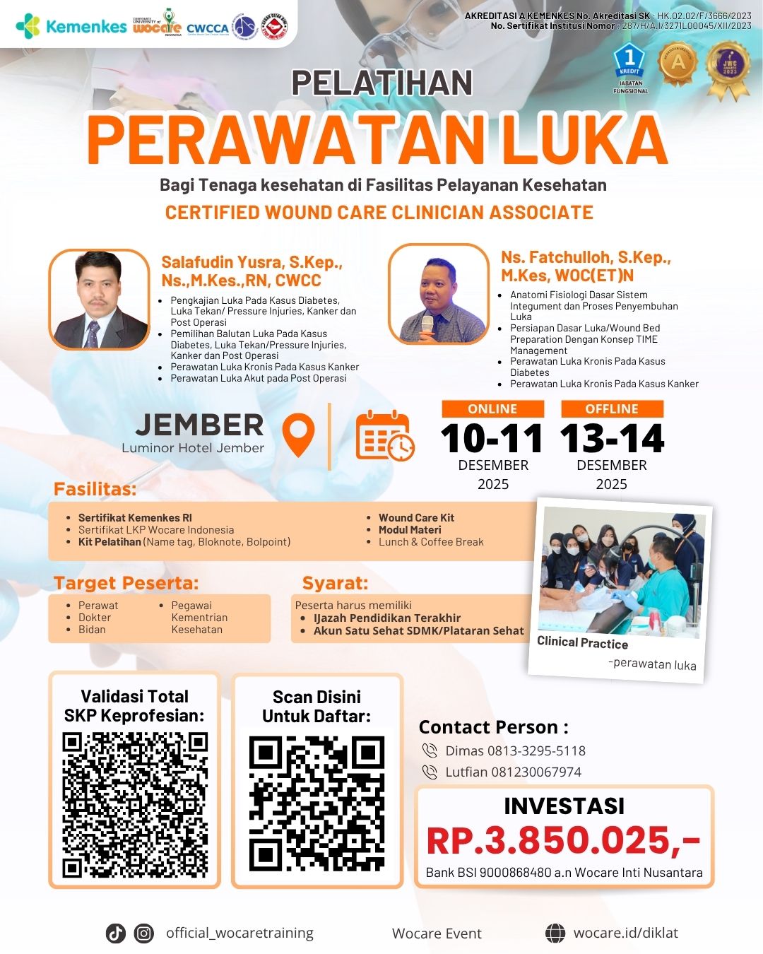 RESCHDULE 2026 PELATIHAN PERAWATAN LUKA MODERN (CWCCA) JEMBER DESEMBER 2025