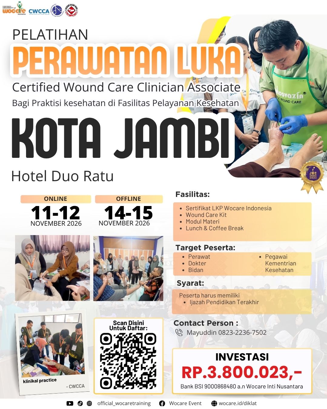 PELATIHAN PERAWATAN LUKA MODERN (CWCCA) JAMBI NOVEMBER 2026