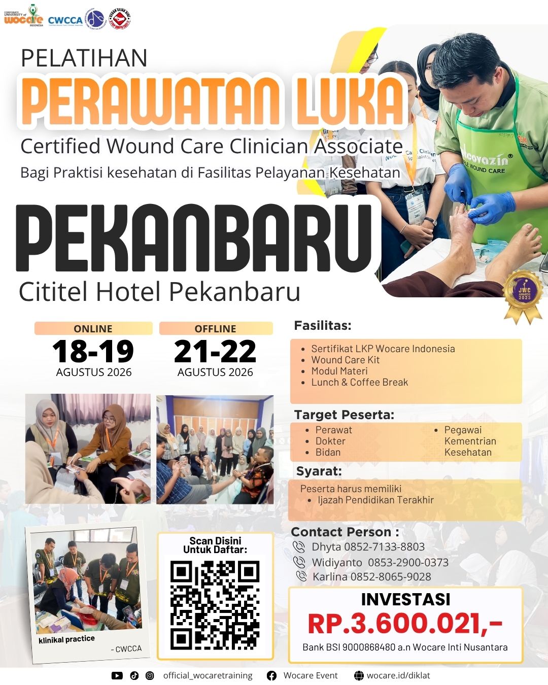 PELATIHAN PERAWATAN LUKA MODERN (CWCCA) PEKANBARU AGUSTUS 2026