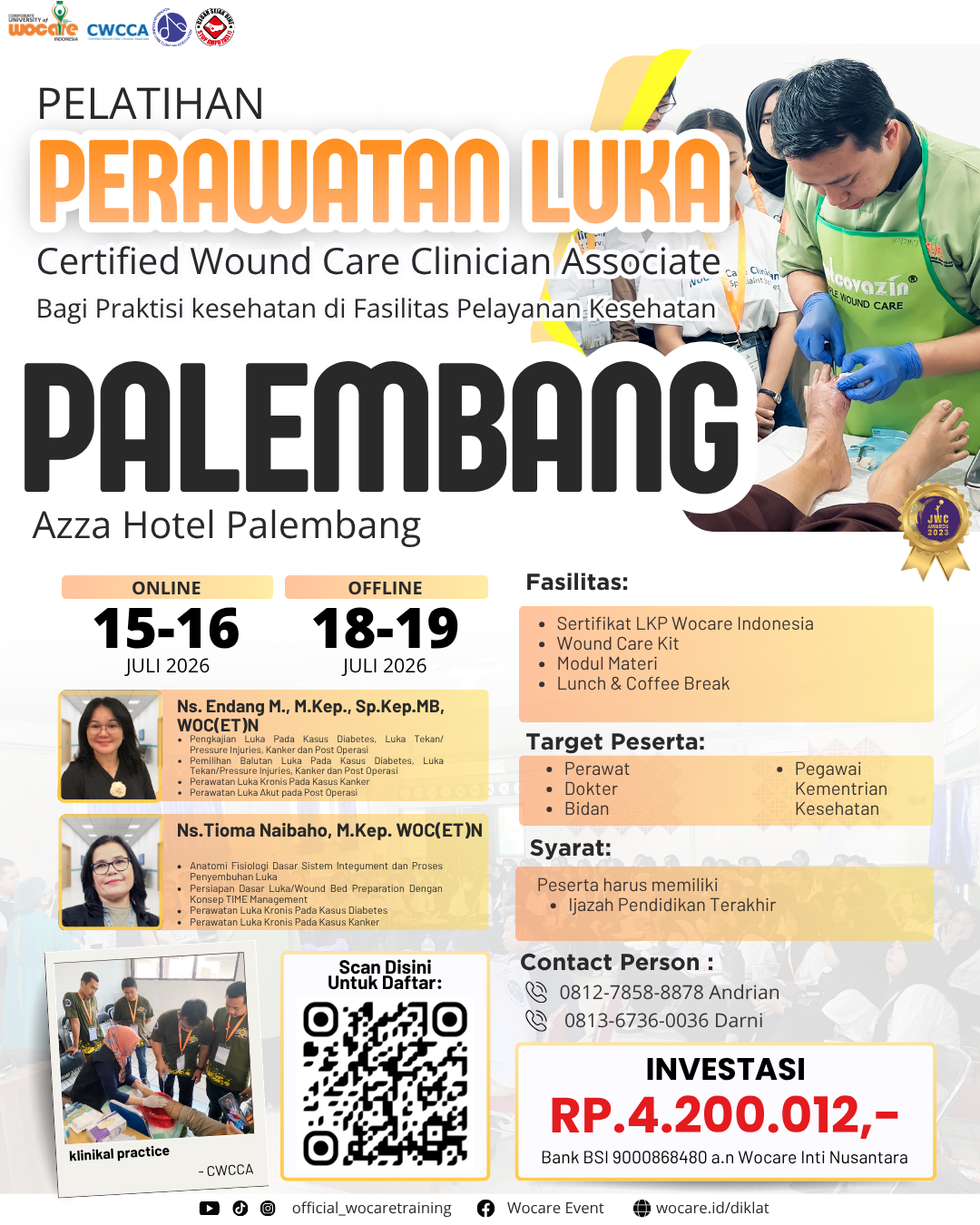 PELATIHAN PERAWATAN LUKA MODERN (CWCCA) PALEMBANG JULI 2026