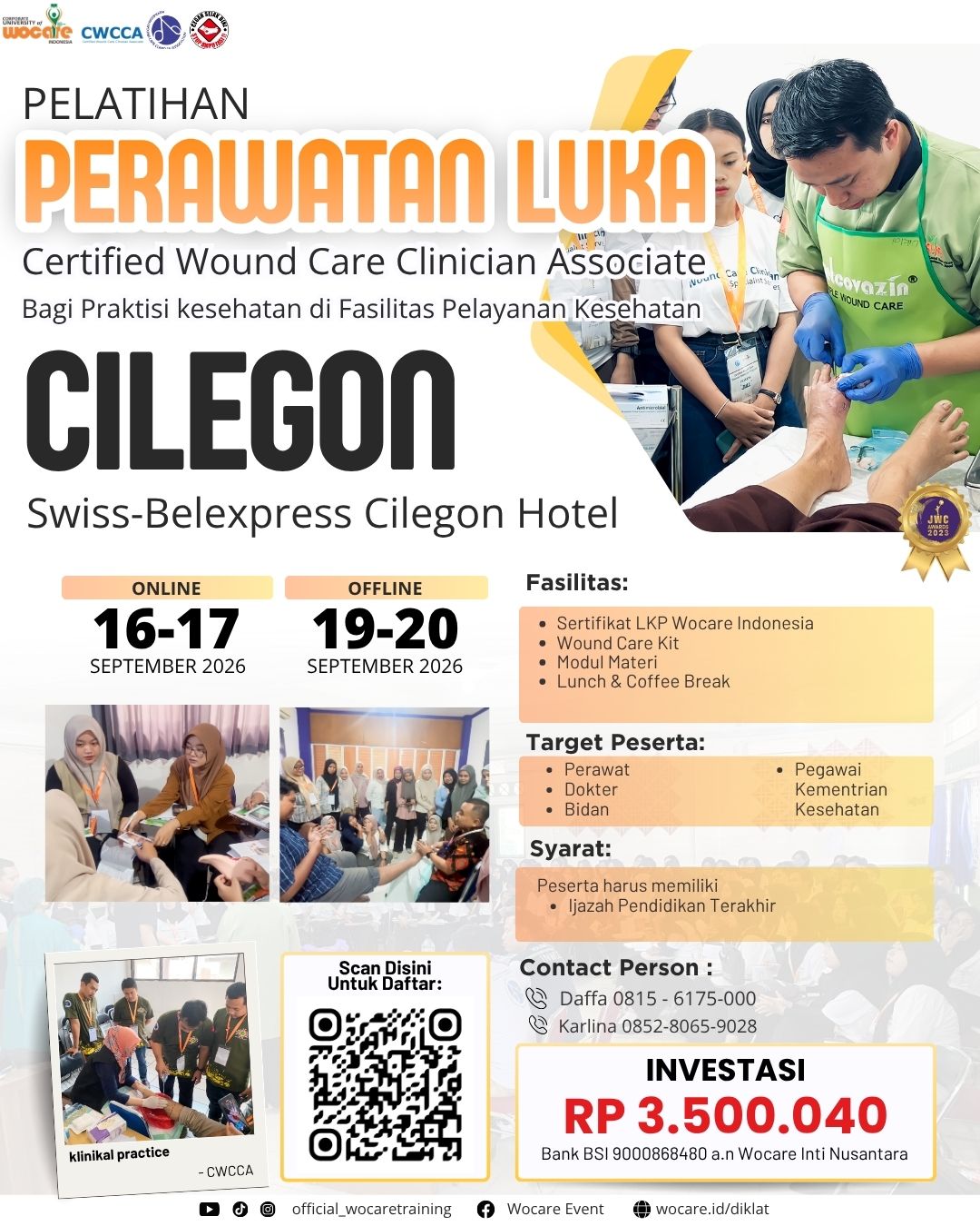 PELATIHAN PERAWATAN LUKA MODERN (CWCCA) CILEGON SEPTEMBER 2026