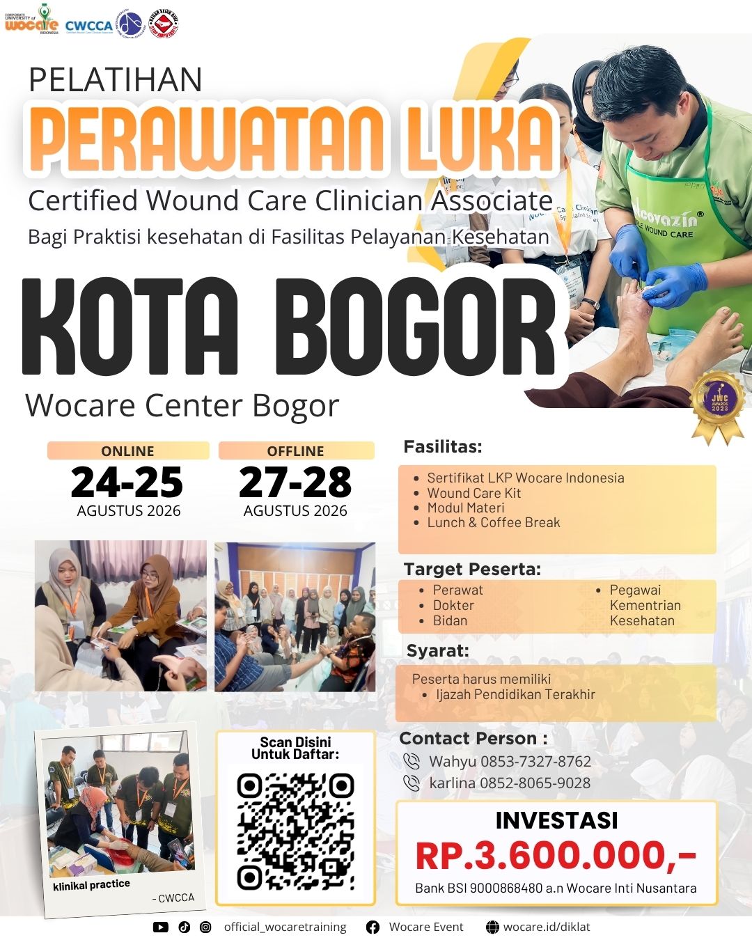 PELATIHAN PERAWATAN LUKA MODERN (CWCCA) BOGOR AGUSTUS 2026