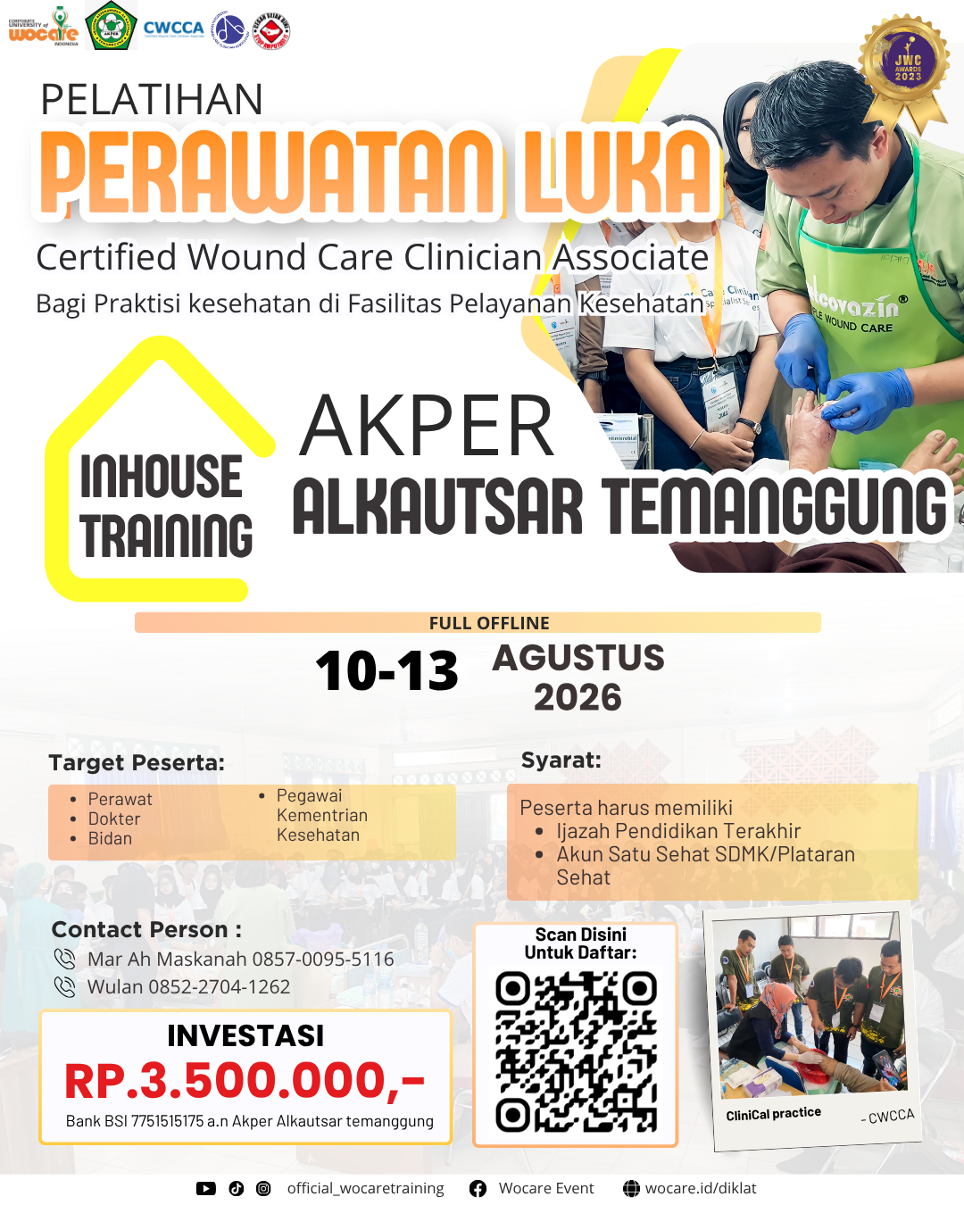 PELATIHAN PERAWATAN LUKA MODERN (CWCCA) INHOUSE AKPER ALKAUTSAR NU TEMANGGUNG AGUSTUS 2026