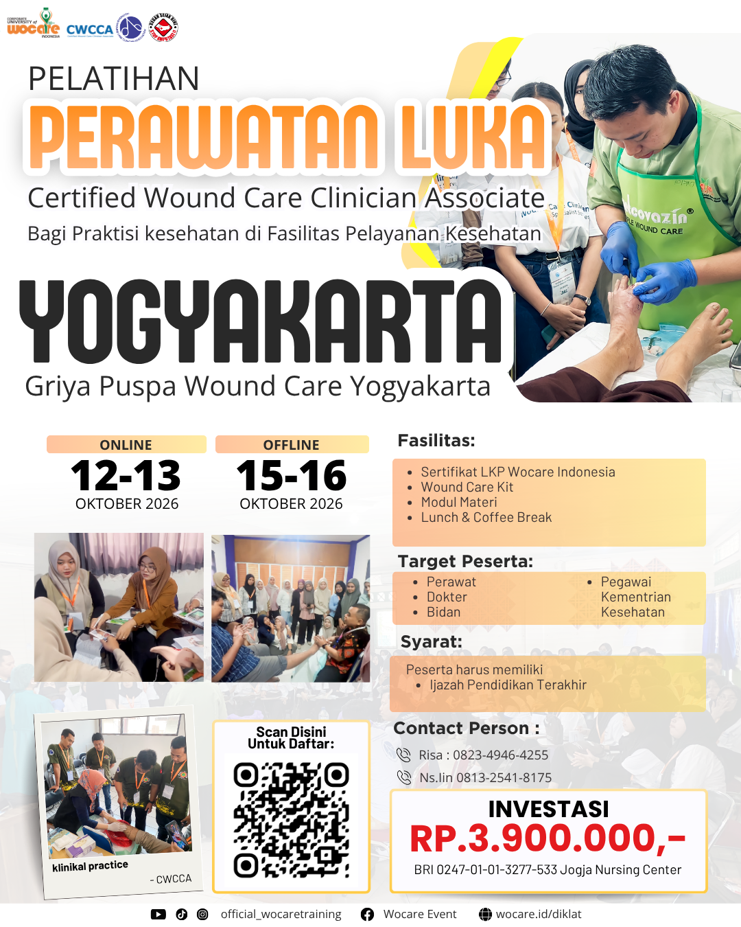 PELATIHAN PERAWATAN LUKA MODERN (CWCCA) YOGYAKARTA OKTOBER 2026