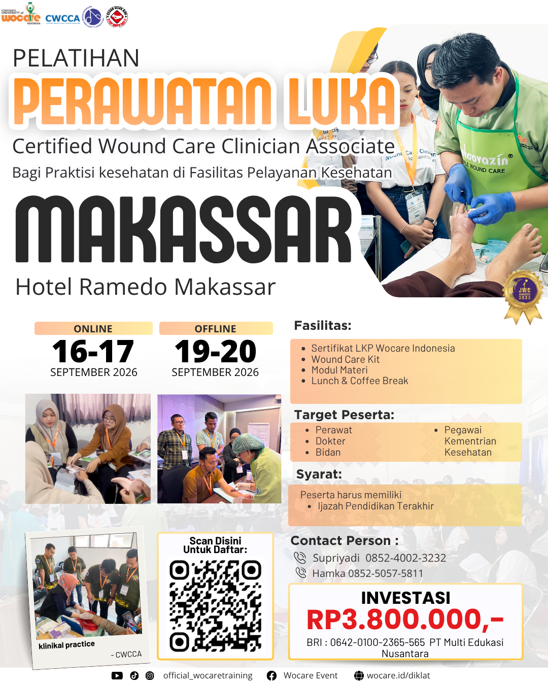 PELATIHAN PERAWATAN LUKA MODERN (CWCCA) MAKASSAR SEPTEMBER 2026