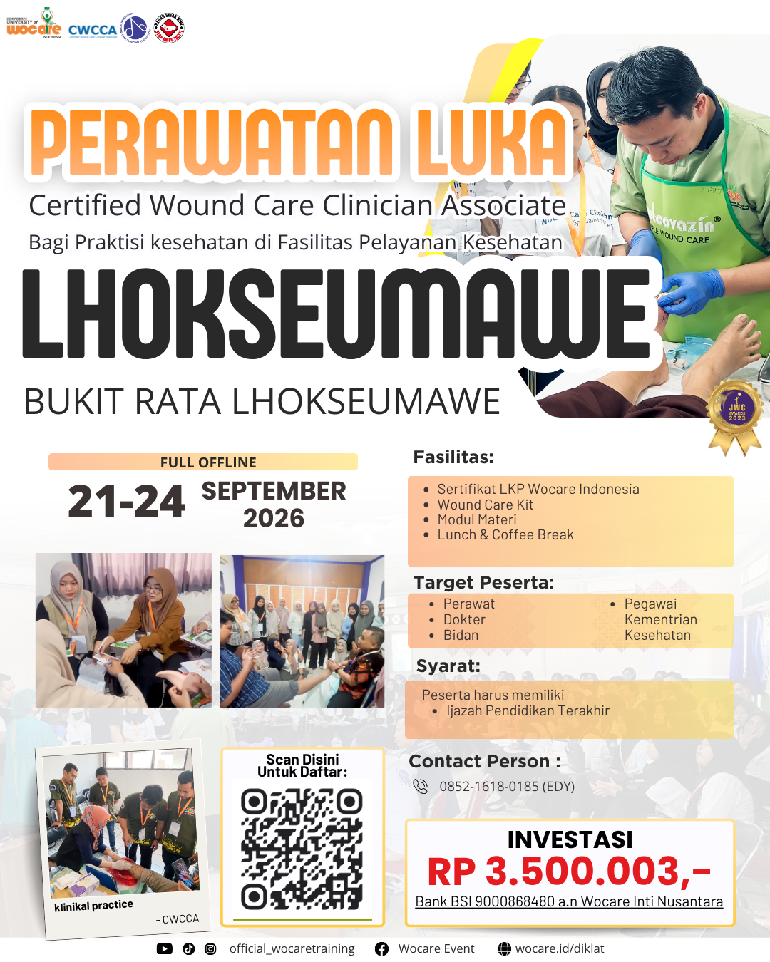 PELATIHAN PERAWATAN LUKA MODERN (CWCCA) LHOKSEUMAWE SEPTEMBER 2026