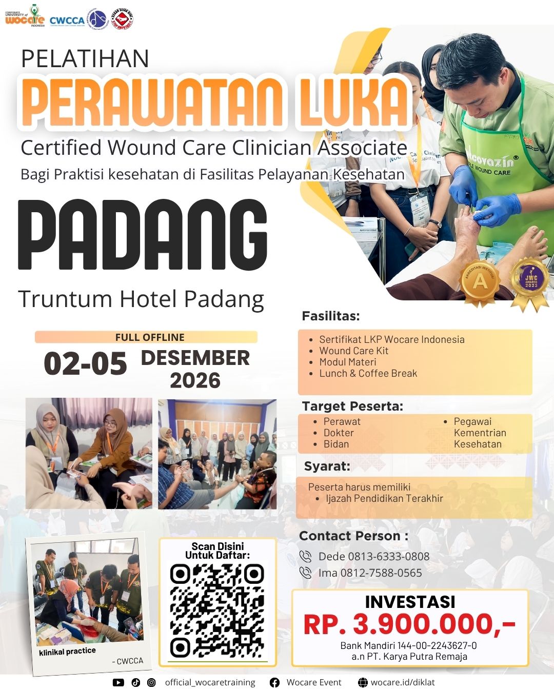 PELATIHAN PERAWATAN LUKA MODERN (CWCCA) PADANG DESEMBER  2026