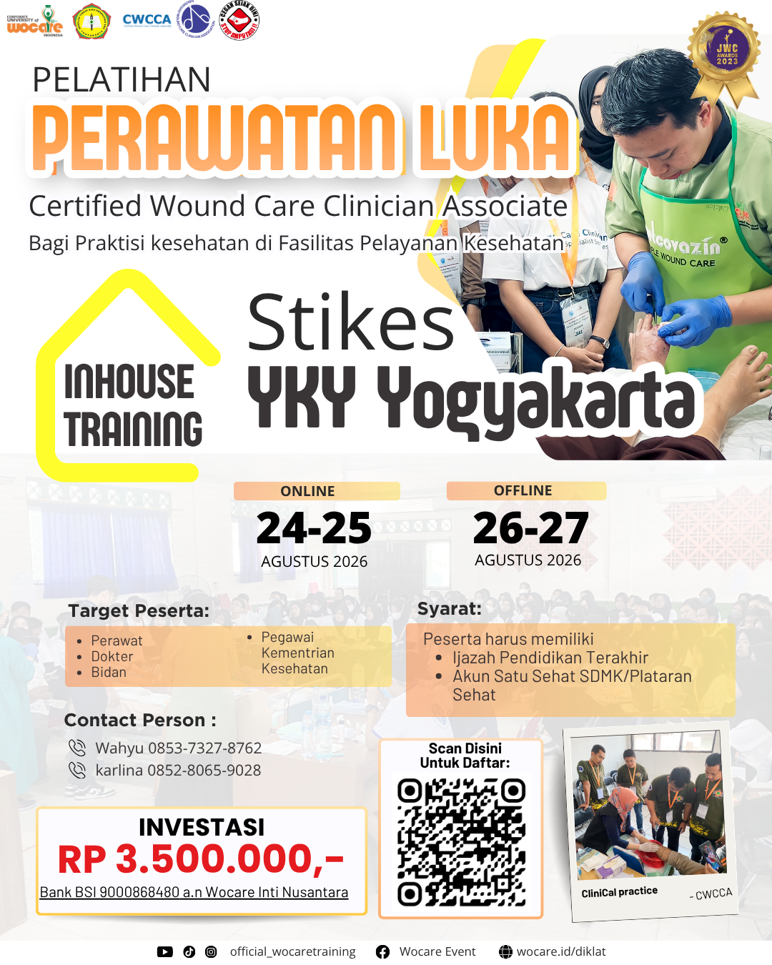 PELATIHAN PERAWATAN LUKA MODERN (CWCCA) INHOUSE STIKES YKY YOGYAKARTA AGUSTUS 2026