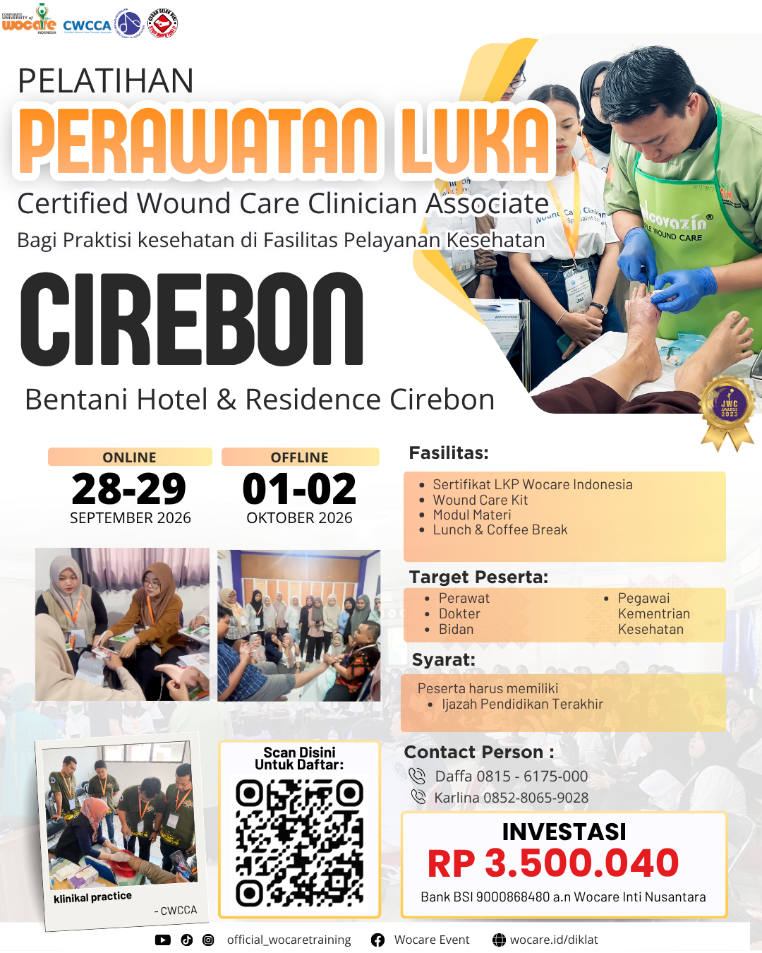 PELATIHAN PERAWATAN LUKA MODERN (CWCCA) CIREBON SEPTEMBER2026