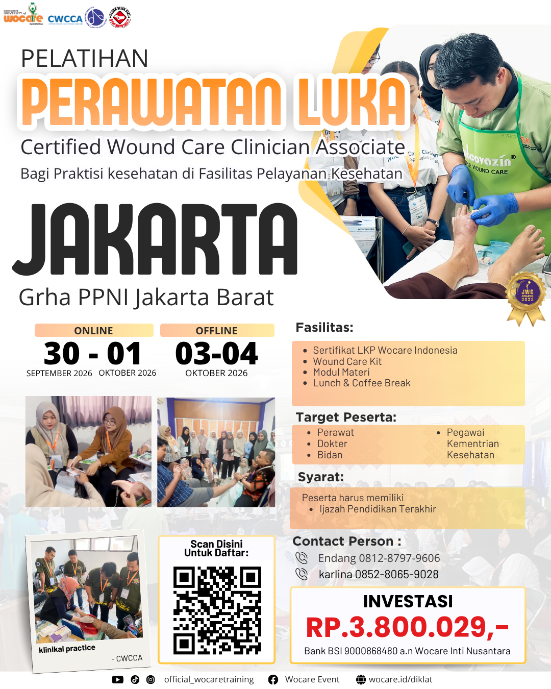 PELATIHAN PERAWATAN LUKA MODERN (CWCCA) JAKARTA SEPTEMBER 2026