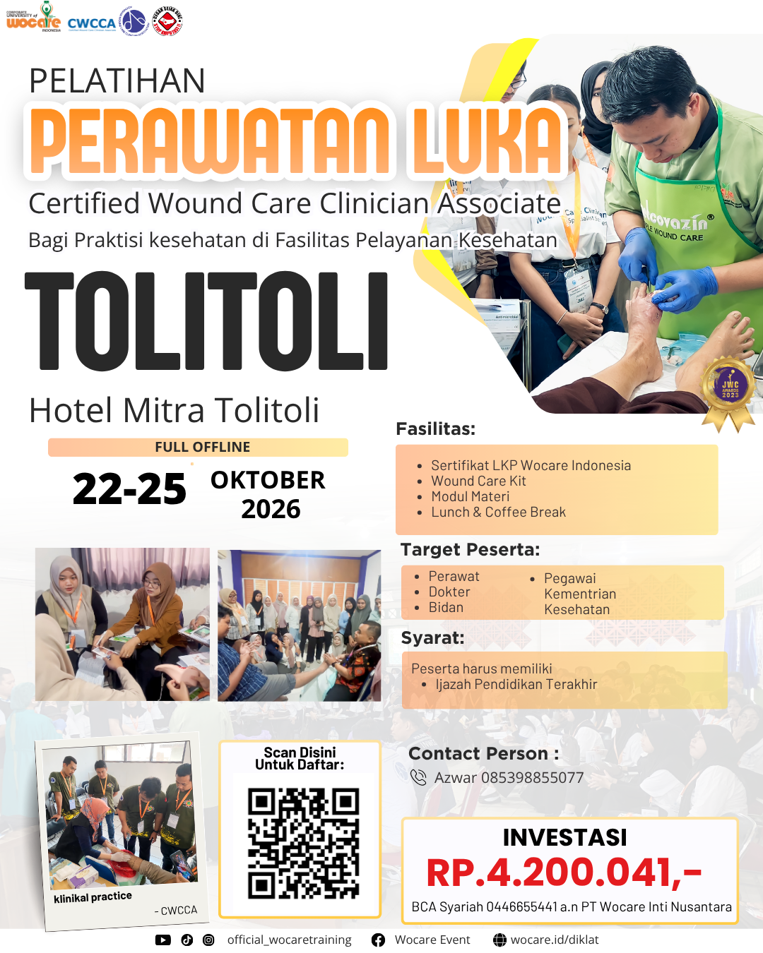 PELATIHAN PERAWATAN LUKA MODERN (CWCCA) TOLI-TOLI OKTOBER 2026