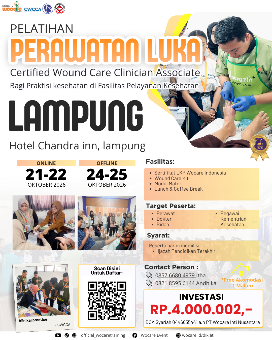 PELATIHAN PERAWATAN LUKA MODERN (CWCCA) LAMPUNG OKTOBER  2026