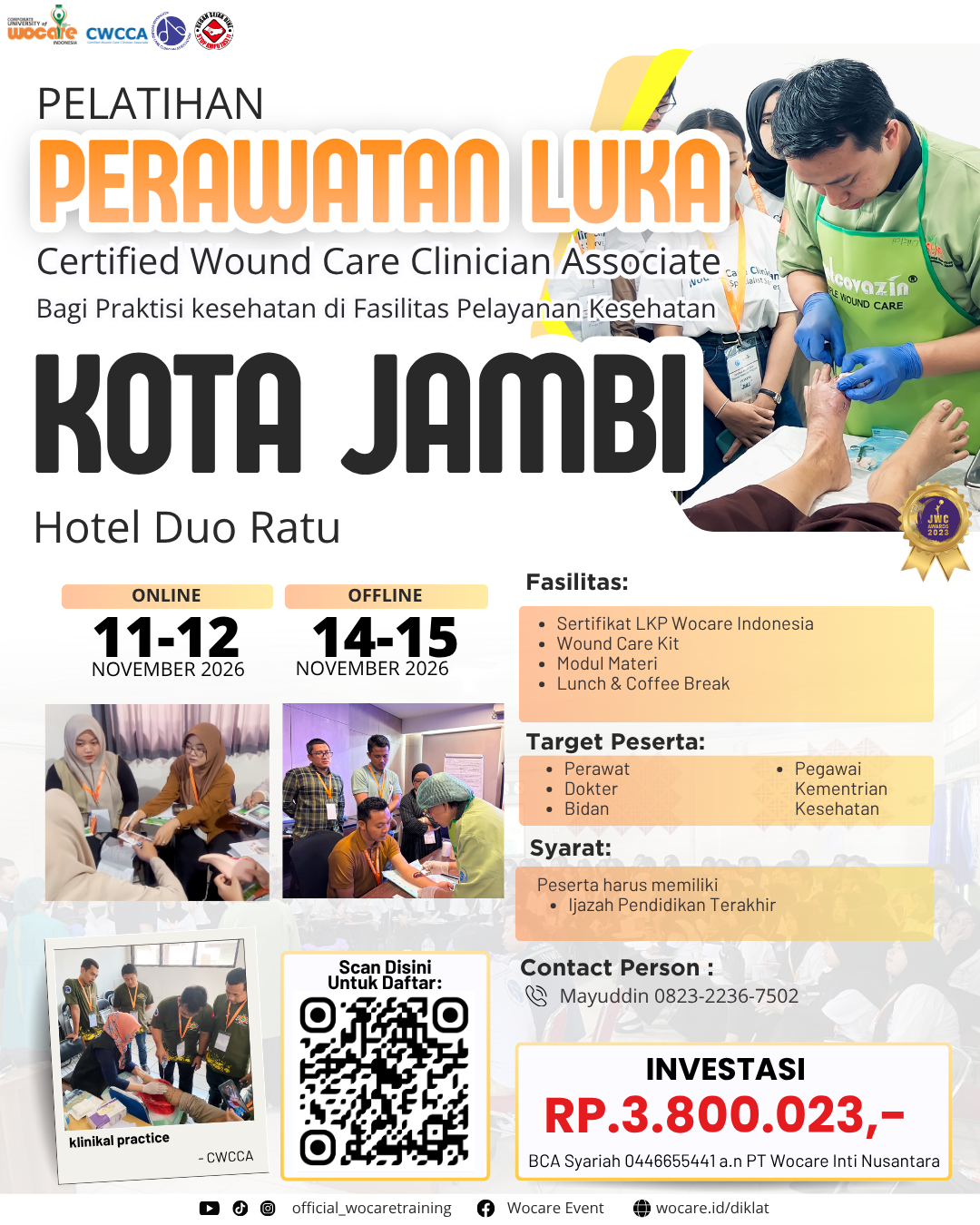 PELATIHAN PERAWATAN LUKA MODERN (CWCCA) JAMBI NOVEMBER 2026
