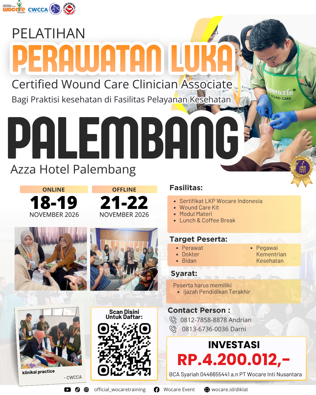 PELATIHAN PERAWATAN LUKA MODERN (CWCCA) PALEMBANG NOVEMBER 2026