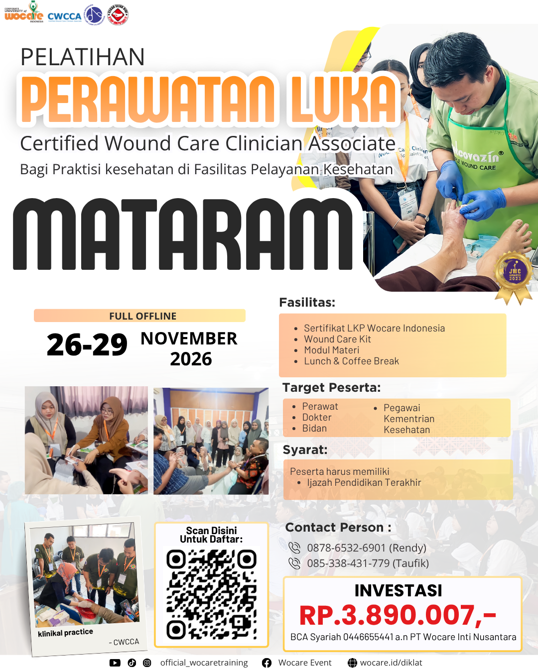 PELATIHAN PERAWATAN LUKA MODERN (CWCCA) MATARAM NOVEMBER 2026
