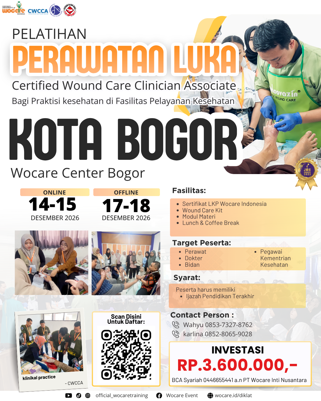 PELATIHAN PERAWATAN LUKA MODERN (CWCCA) BOGOR DESEMBER 2026
