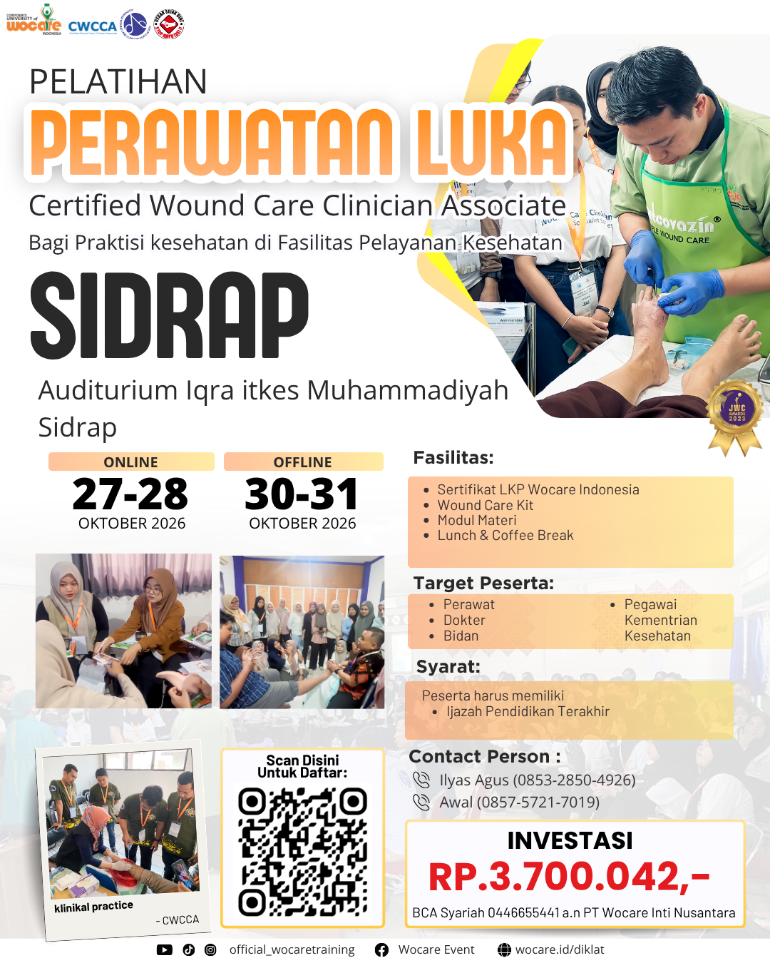 PELATIHAN PERAWATAN LUKA MODERN (CWCCA) SIDRAP OKTOBER 2026