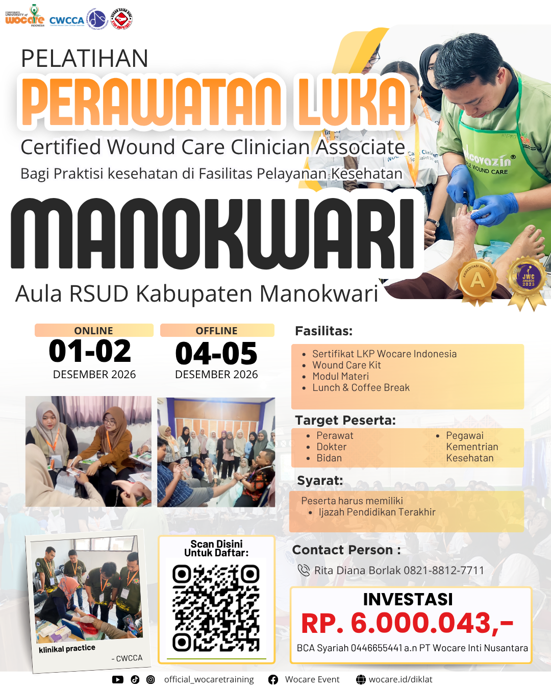 PELATIHAN PERAWATAN LUKA MODERN (CWCCA) MANOKWARI DESEMBER 2026