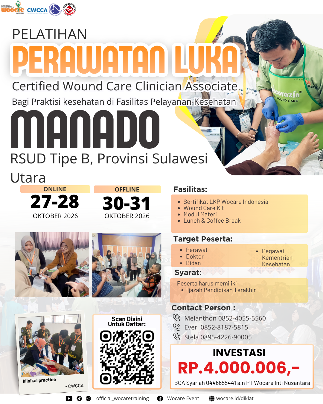 PELATIHAN PERAWATAN LUKA MODERN (CWCCA) MANADO OKTOBER 2026