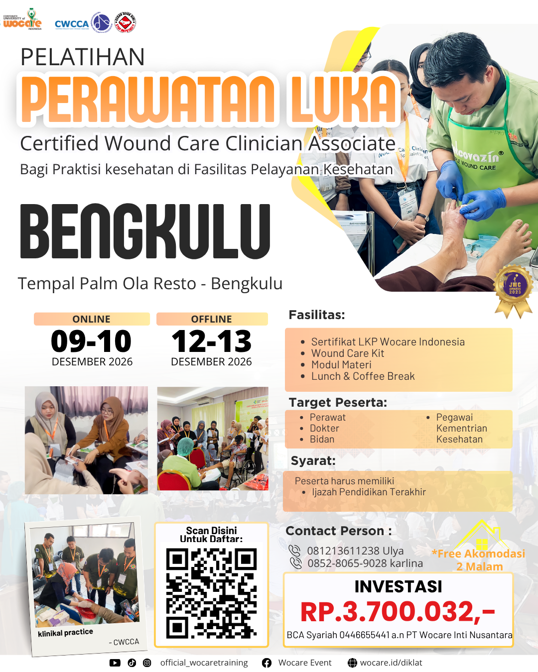 PELATIHAN PERAWATAN LUKA MODERN (CWCCA) BENGKULU DESEMBER 2026