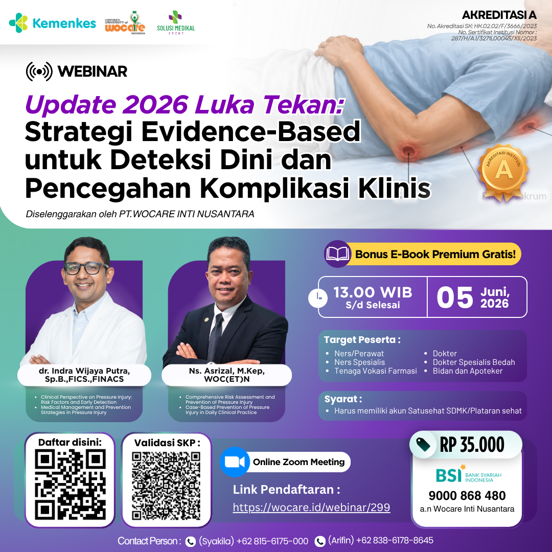 Poster webinar Update 2026 Luka Tekan: Strategi Evidence-Based untuk Deteksi Dini dan Pencegahan Komplikasi Klinis